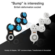 Charging Plug-in Wiring Board Creative Rotary Towline Board 13A Deformed Socket with USB, UK Plug, 4-Bit Socket(Black)