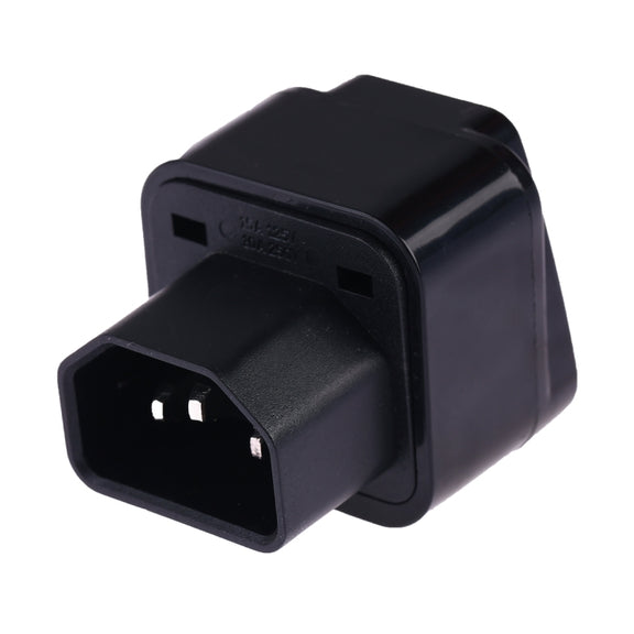 Portable Universal Socket to C14 Male Plug UPS PDU APC Computer Server Power Adapter Travel Charger (Black)