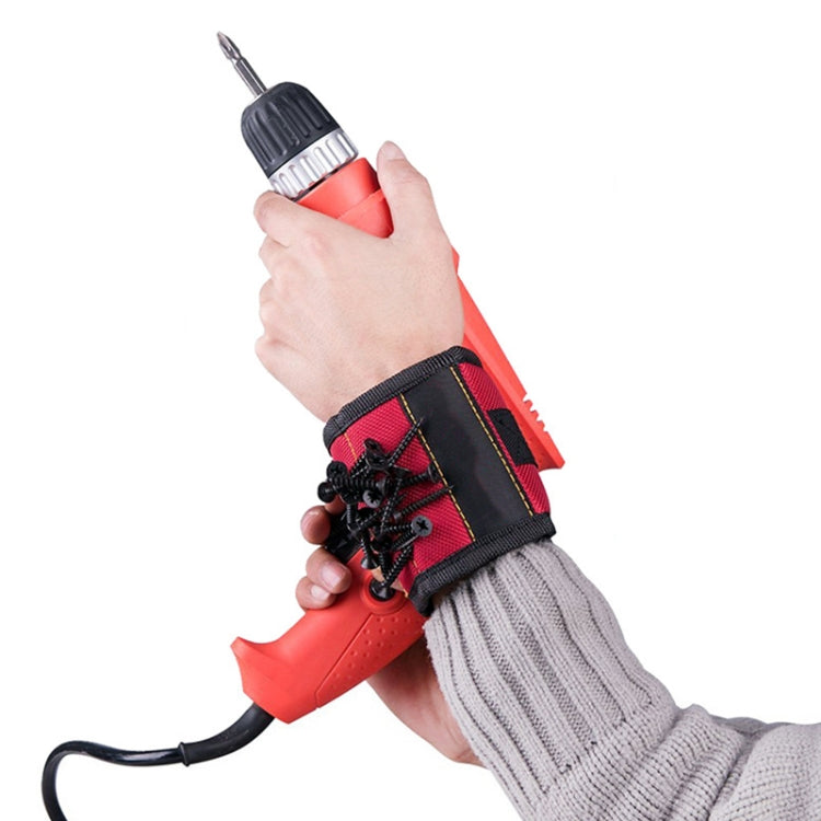 1680D Oxford Cloth Pocket Magnetic Wristband Storage Pockets Tool(Red)
