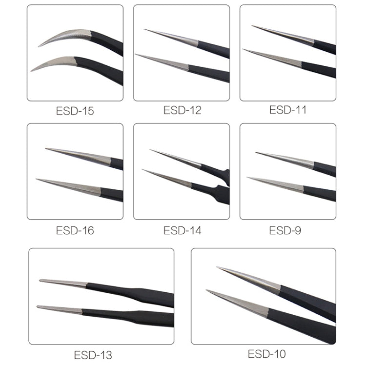 BEST BST-10 Precision Anti-static ESD Stainless Steel Tweezers