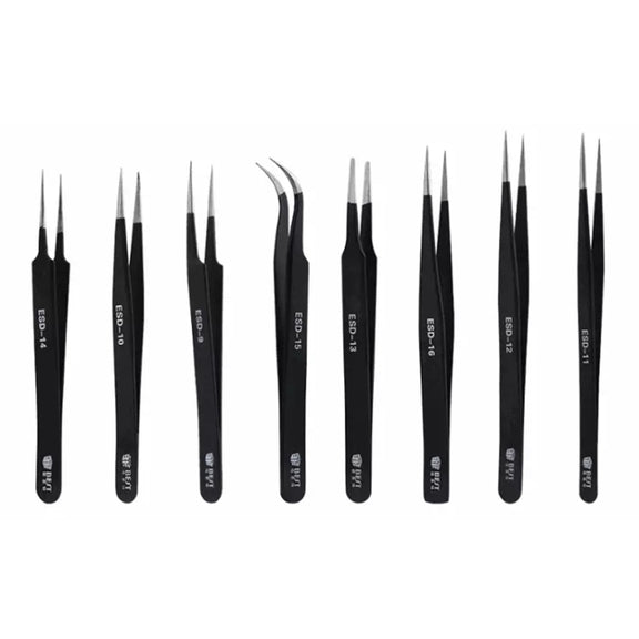 BEST BST-10 Precision Anti-static ESD Stainless Steel Tweezers