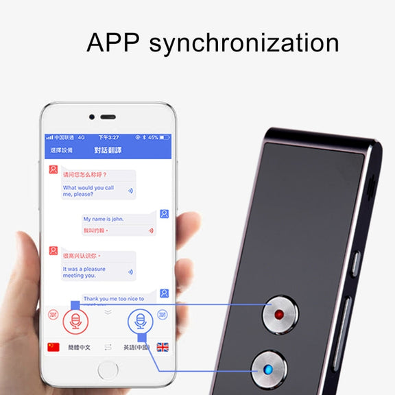 T8 Handheld Pocket Smart Voice Translator Real Time Speech Translation Translator with Dual Mic, Support 33 Languages(Black)