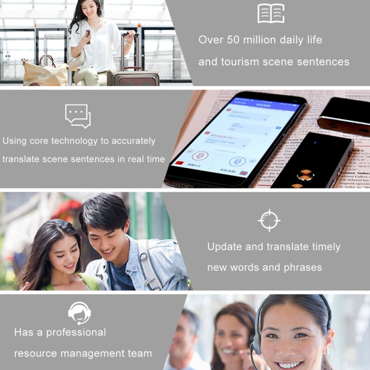 T8 Handheld Pocket Smart Voice Translator Real Time Speech Translation Translator with Dual Mic, Support 33 Languages(Black)