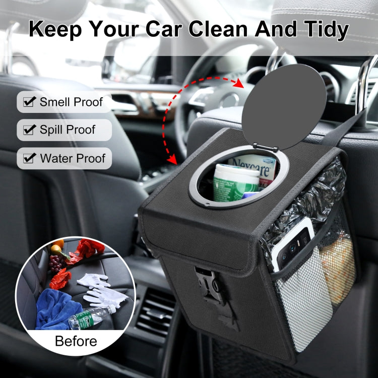 FUNADD Portable Folding Car Back Seat Hook Garbage Can Car Storage Box (Black)