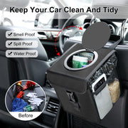 FUNADD Portable Folding Car Back Seat Hook Garbage Can Car Storage Box (Black)