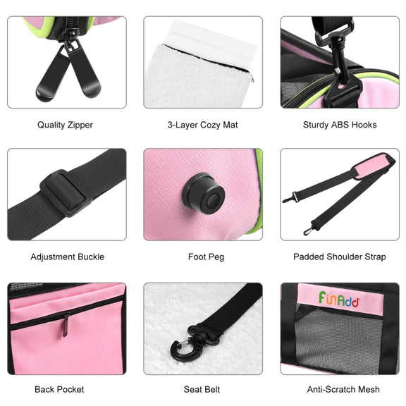FUNADD Pet Travel Carrier Bag Shoulder Foldable Tote Bag(Pink)