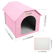 FUNADD Extra Large Folding Weatherproof Pet Houses with Removable Mat (Pink)