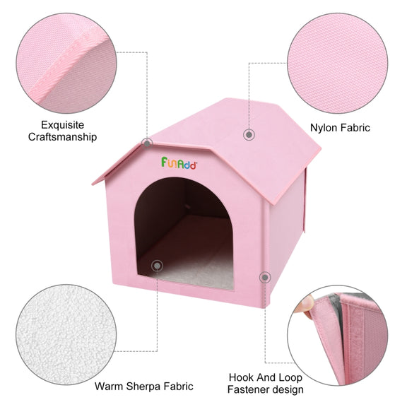 FUNADD Extra Large Folding Weatherproof Pet Houses with Removable Mat (Pink)