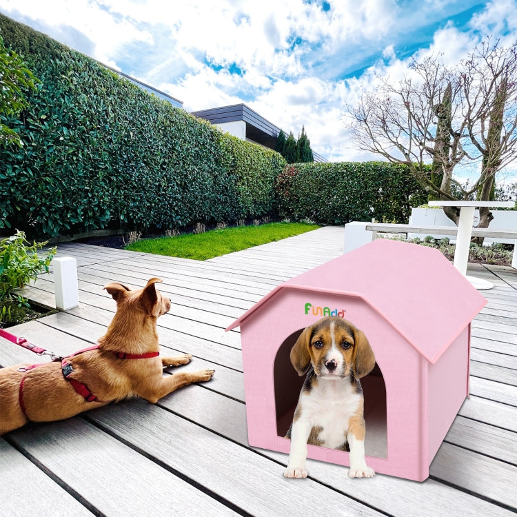 FUNADD Extra Large Folding Weatherproof Pet Houses with Removable Mat (Pink)