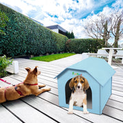 FUNADD Extra Large Folding Weatherproof Pet Houses with Removable Mat (Blue)