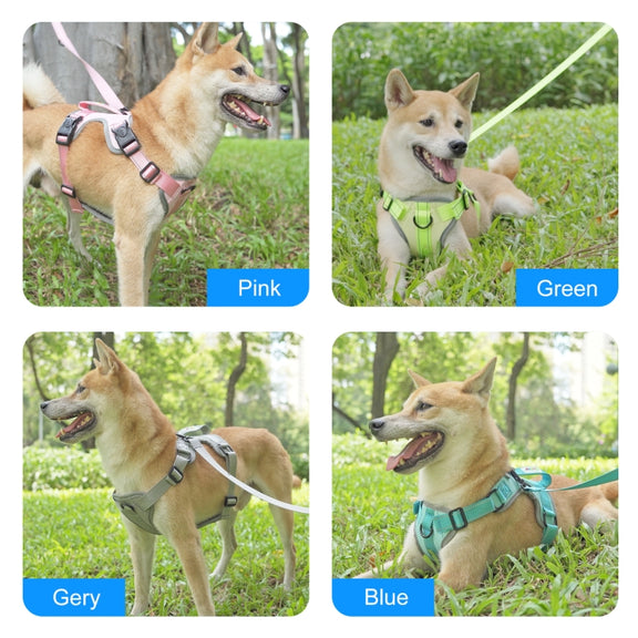 FunAdd Traction Rope Reflective Breathable Nylon Pet Vest Dog Harness, Size: M (Grey)