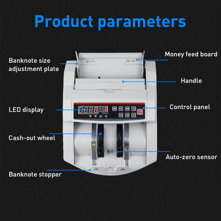 2108UV/IR 220V Multi-Currency Money Counter, Specification: US Plug