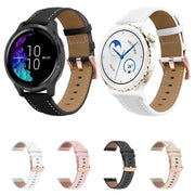 For Garmin Forerunner 265S / 255S / Venu 2S 18mm Rose Gold Buckle Genuine Leather Watch Band (Black)