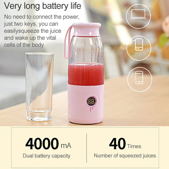 Vitamer USB Mini Portable Juicer Juice Blender Lemon Fruit Squeezers Reamers Bottle (Blue)