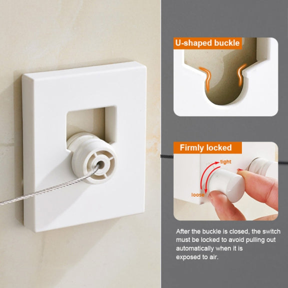 Retractable Indoor And Outdoor Clothes Wall Hanger Magic Drying Rack Balcony Bathroom Invisible Clothesline Wire Rope (Silver)