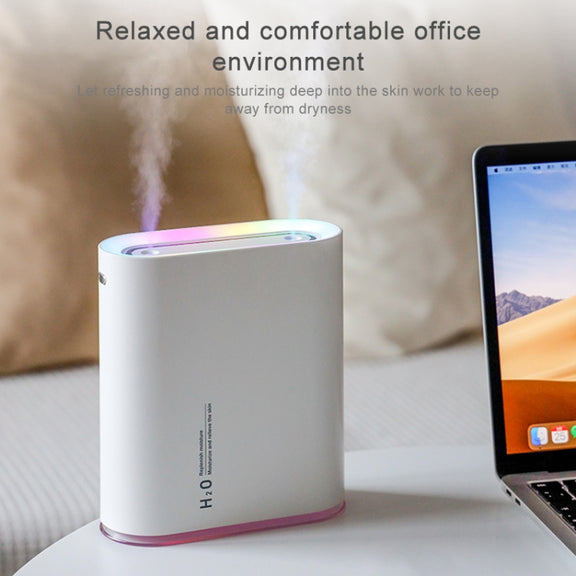 Y10 Runway Dual Jet Humidifier Colorful Marquee Night Light 1L Air Purifier for Home Office(White)