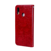 For Huawei P20 Lite Business Style Oil Wax Texture Horizontal Flip Leather Case with Holder & Card Slots & Wallet(Red)