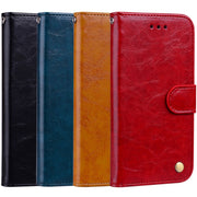For Huawei P20 Business Style Oil Wax Texture Horizontal Flip Leather Case with Holder & Card Slots & Wallet(Red)