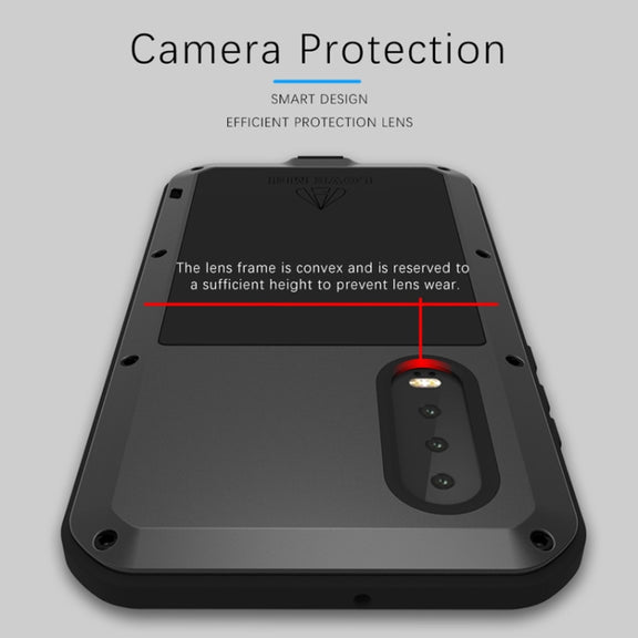 LOVE MEI Powerful Dustproof Shockproof Splashproof Metal + Silicone Combination Case for Huawei P30 (Black)
