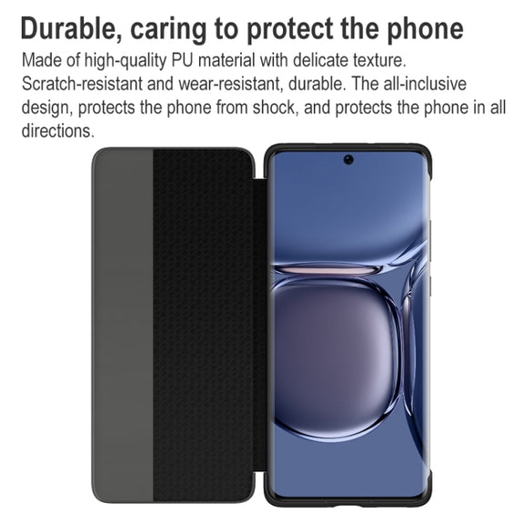 For Huawei P50 Pro Smart Display View Window Flip Leather Protective Case with Sleep / Wake-up Function(Black)