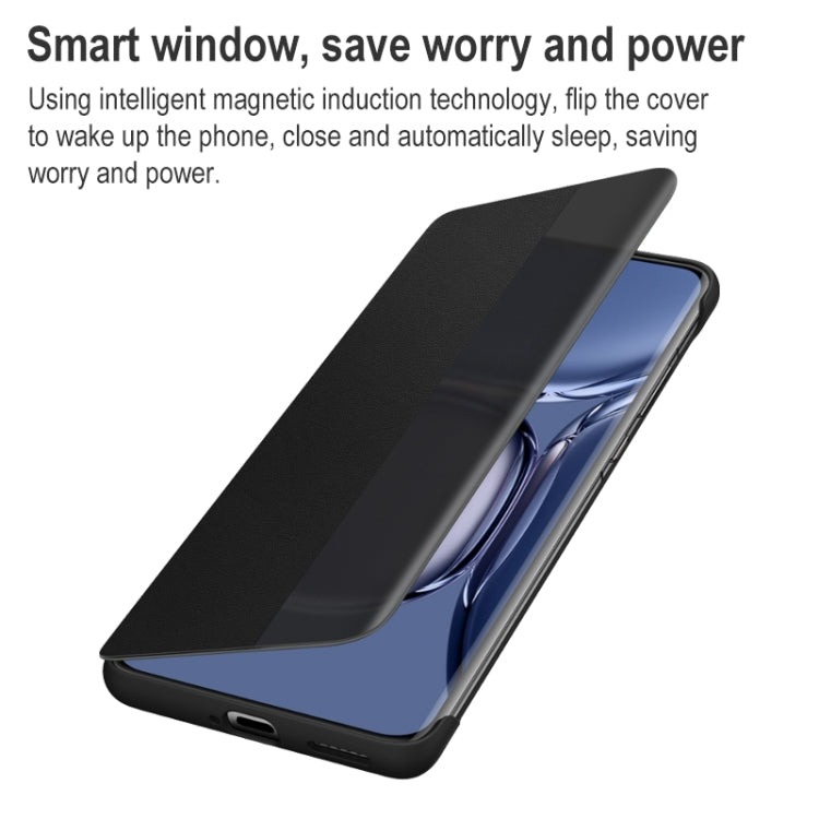 For Huawei P50 Pro Smart Display View Window Flip Leather Protective Case with Sleep / Wake-up Function(Black)