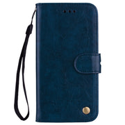 Business Style Oil Wax Texture Horizontal Flip Leather Case for Huawei Mate 20 Pro, with Holder & Card Slots & Wallet (Blue)