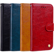 Business Style Oil Wax Texture Horizontal Flip Leather Case for Huawei Mate 20 Pro, with Holder & Card Slots & Wallet (Blue)