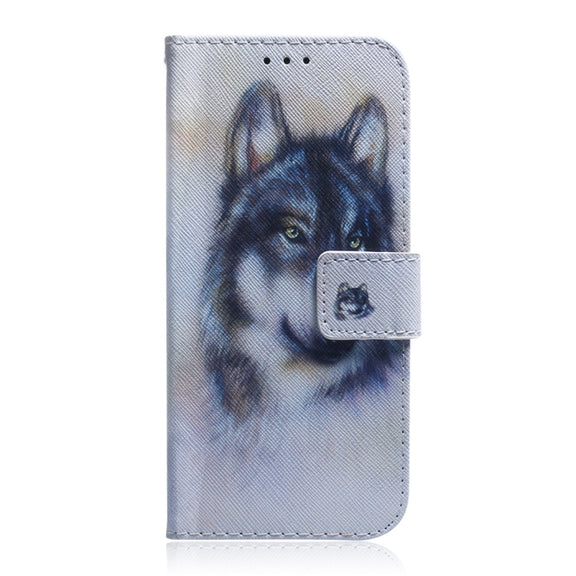 White Wolf Pattern Coloured Drawing Horizontal Flip Leather Case for Huawei Mate 20 Pro, with Holder & Card Slots & Wallet