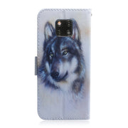 White Wolf Pattern Coloured Drawing Horizontal Flip Leather Case for Huawei Mate 20 Pro, with Holder & Card Slots & Wallet