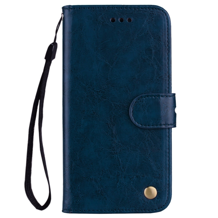 Business Style Oil Wax Texture Horizontal Flip Leather Case for Huawei Honor 8X, with Holder & Card Slots & Wallet(Blue)