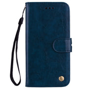 Business Style Oil Wax Texture Horizontal Flip Leather Case for Huawei Honor 8X, with Holder & Card Slots & Wallet(Blue)