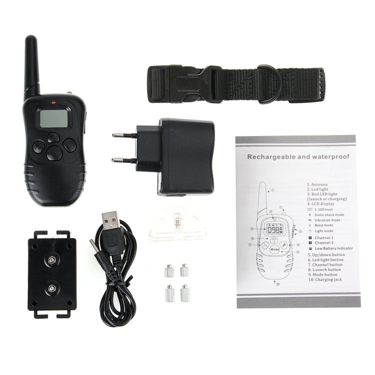 Rechargeable and Water-resistant 300m Remote Pet Dog Training Collar with LCD display