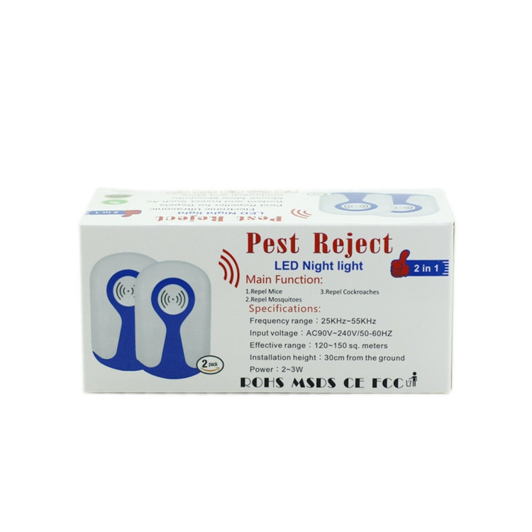 3W Electronic Ultrasonic Anti Mosquito Rat Insect Pest Repeller with Light, US Plug, AC 90-240V