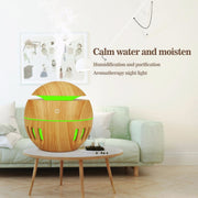 Wood Grain USB Hollowed-out Humidifier Seven Color Aromatherapy Lamp Automatic Alcohol Sprayer with Remote Control(White-1)