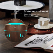 Wood Grain USB Hollowed-out Humidifier Seven Color Aromatherapy Lamp Automatic Alcohol Sprayer with Remote Control(White-2)