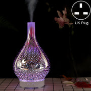 Mini 100ml Household Humidifier Ultrasonic Creative Purification 3D Glass Aromatherapy Machine Automatic Alcohol Sprayer, UK Plug