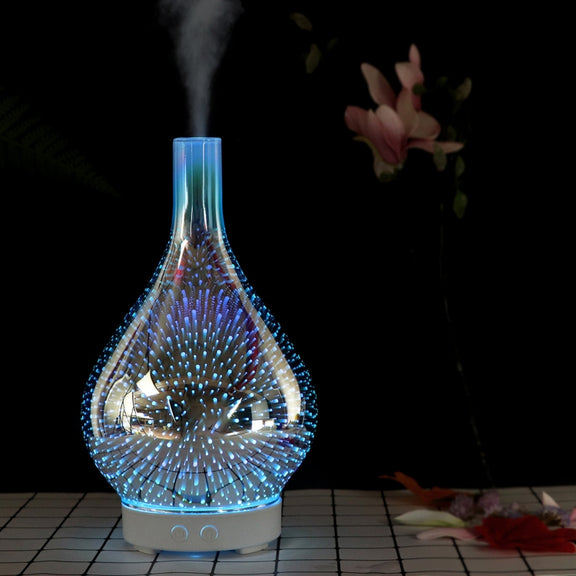 Mini 100ml Household Humidifier Ultrasonic Creative Purification 3D Glass Aromatherapy Machine Automatic Alcohol Sprayer, US Plug