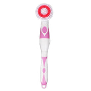 Multi-function Electric Water-resistant Bath Cleansing Brush Long-handled Massage Brush, with 4 Brush Heads(Pink)