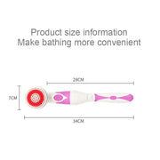 Multi-function Electric Water-resistant Bath Cleansing Brush Long-handled Massage Brush, with 4 Brush Heads(Pink)