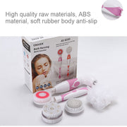 Multi-function Electric Water-resistant Bath Cleansing Brush Long-handled Massage Brush, with 4 Brush Heads(Pink)