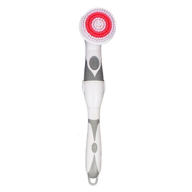 Multi-function Electric Water-resistant Bath Cleansing Brush Long-handled Massage Brush, with 4 Brush Heads(Grey)