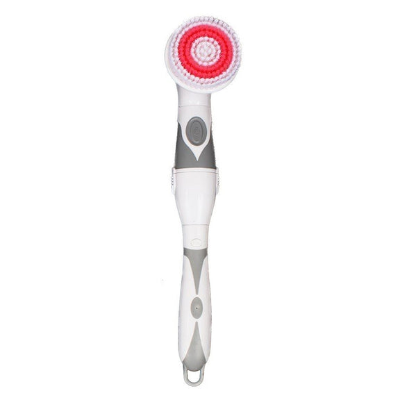 Multi-function Electric Water-resistant Bath Cleansing Brush Long-handled Massage Brush, with 4 Brush Heads(Grey)