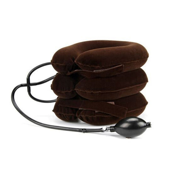Household Full Cashmere Cervical Traction Instrument Neck Protection Inflatable Cervical Spine Massage Instrument (Coffee)