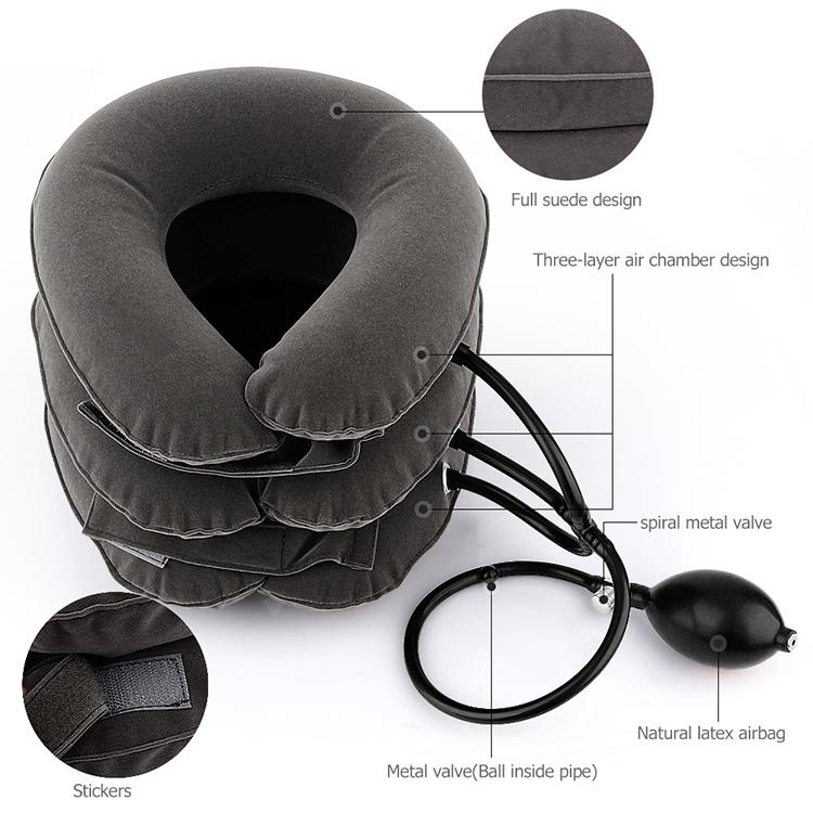 Household Full Cashmere Cervical Traction Instrument Neck Protection Inflatable Cervical Spine Massage Instrument (Grey)