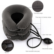 Household Full Cashmere Cervical Traction Instrument Neck Protection Inflatable Cervical Spine Massage Instrument (Grey)