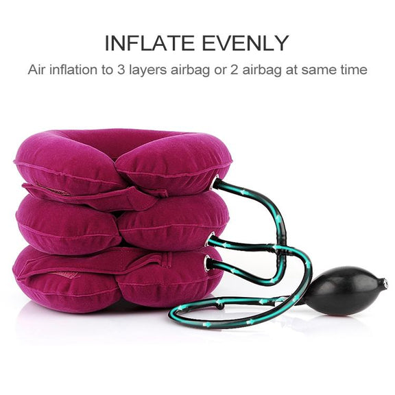 Household Full Cashmere Cervical Traction Instrument Neck Protection Inflatable Cervical Spine Massage Instrument (Blue)