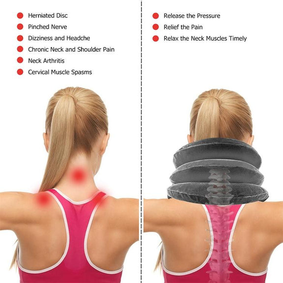 Household Full Cashmere Cervical Traction Instrument Neck Protection Inflatable Cervical Spine Massage Instrument (Blue)