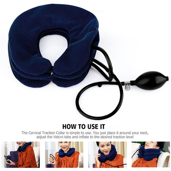 Household Full Cashmere Cervical Traction Instrument Neck Protection Inflatable Cervical Spine Massage Instrument (Grey)