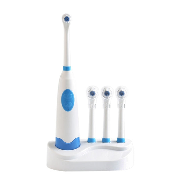 2W Creative Household Water-resistant Rotary Electric Toothbrush Set with 4 Replacement Brush Heads & Base, 8500 Revolutions Per Minute(Blue)