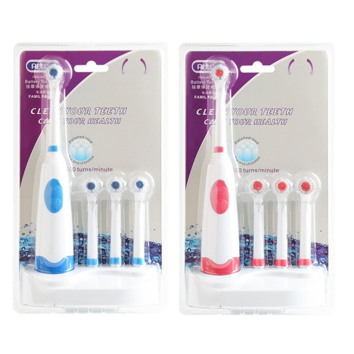 2W Creative Household Water-resistant Rotary Electric Toothbrush Set with 4 Replacement Brush Heads & Base, 8500 Revolutions Per Minute(Blue)